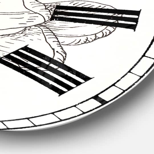 Designart 'Pen And Ink Florals Iv Farmhouse Wall Clock